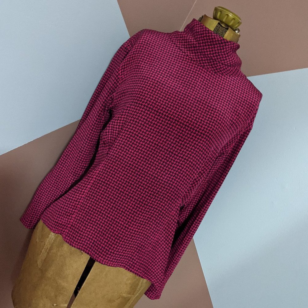 Vintage 80s Earl Allen Houdstooth Silk Blouse